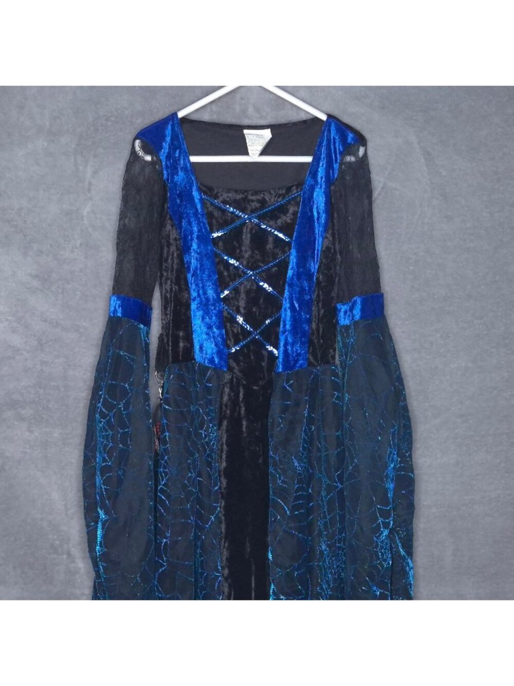 Halloween Childs Spider-Themed Witch Costume Sheer Sleeves Velvet Medium (8-10)